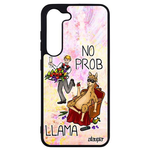 Coque Drole No Prob Lama Samsung Galaxy S23+ Plus Silicone Design Texte Problama Llama Antichoc Smartphone Dessin Cartoon Jaune De