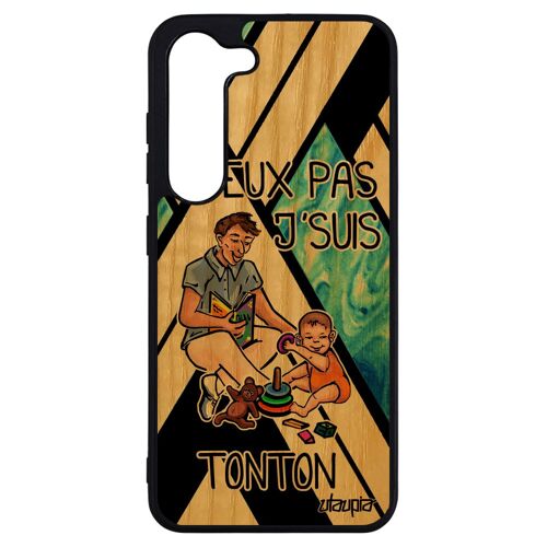 Coque antichoc Samsung Galaxy S23+ Plus bois silicone j'peux pas j'suis tonton je 4G texte oncle humour drole bd jpeux pas cher bleu