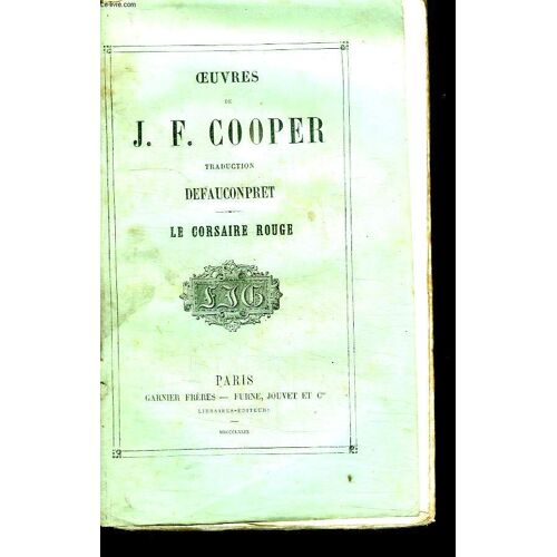 Oeuvres De Jf Cooper Tome 8: Le Corsaire Rouge.