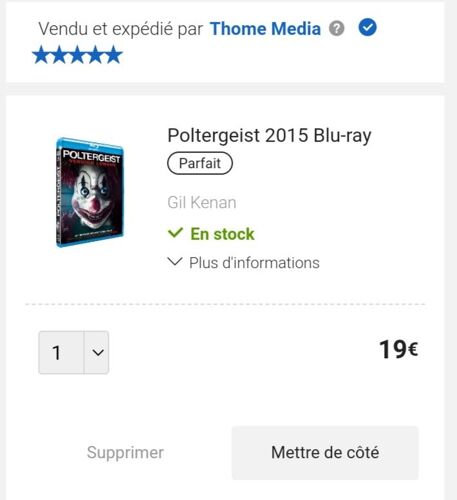 Prix Bradé (Valeur 19eur: Photo 1), Blu Ray "Poltergeist" En Version Longue