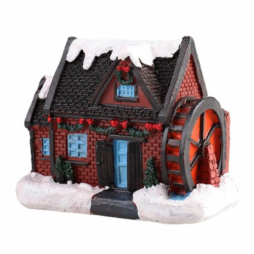 Brightness LED Light Up Mini Village House Scene Christmas DecorResin Xmas Ornament A