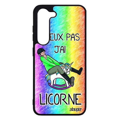 Coque silicone pour Samsung Galaxy S23 humour j'peux pas j'ai licorne gel Vert antichoc personnalisé humour humoristique etui bd de