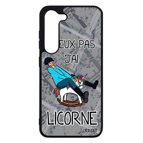 Coque silicone je peux pas j'ai licorne telephone Galaxy S23 mobile Gris cheval drole comique etui humoristique humour de Samsung