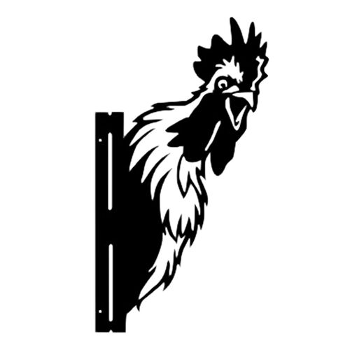 Peeping Chicken Metal Art Wall Decor Farm Fence Wall Art Hanging Chicken Garden Decor Outdoor Indoo