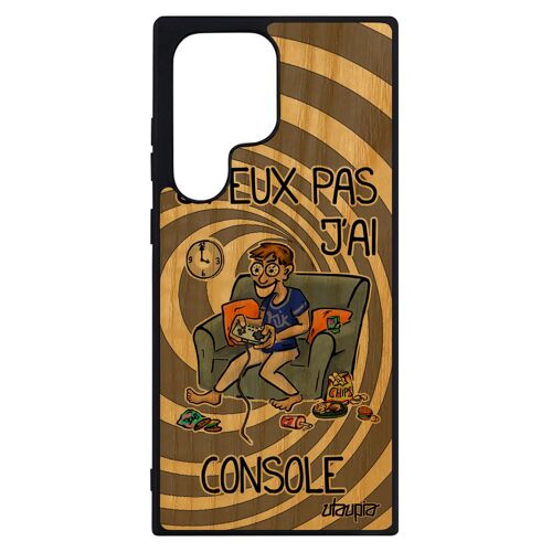 Coque En Vrai Bois J'peux Pas J'ai Console Samsung S23 Ultra Et Silicone Gamer Mobile Humour Gris Jpeux Jeux Video Bd Je Noir Galaxy