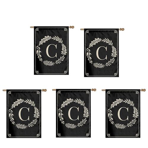 Type C Garden Flag Double Sided Outdoor Wreath Letters Black Garden Flag Decoration
