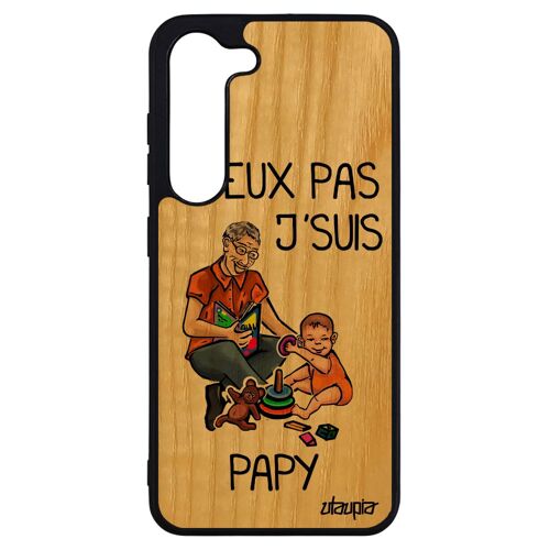 Coque Samsung S23+ Plus Bois Silicone J'peux Pas J'suis Papy Enfant Drole Jpeux Grand Pere Original Comique Bande Dessinée De Galaxy