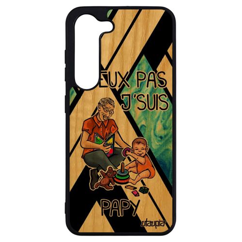 Coque pour Galaxy S23+ Plus bois silicone j'peux pas j'suis papy je bd case bleu humour texte comique grand pere antichoc de Samsung