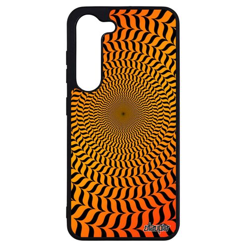Coque Silicone Illusion D'optique Antichoc Samsung Galaxy S23+ Plus Graphique Effet Moderne Aluminium Orange Rond Noir Magie Cercle