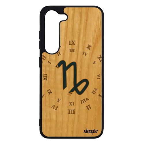 Coque pour S23 bois silicone Signe capricorne planete telephone motif de protection astrologique Bleu galaxie mobile Samsung galaxy