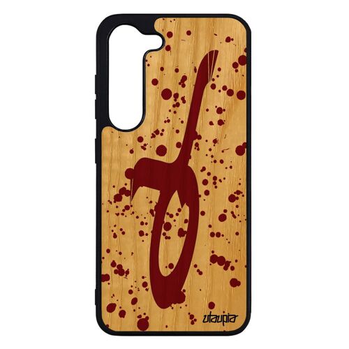 Coque en bois Samsung S23 silicone Signe du zodiaque taureau univers etui gel Rouge fille dessin antichoc caoutchouc naturel galaxy