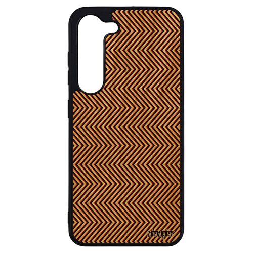 Coque illusion d'optique pour Samsung Galaxy S23+ Plus bois silicone Femme motif personnalisé antichoc Marron image triangle effet