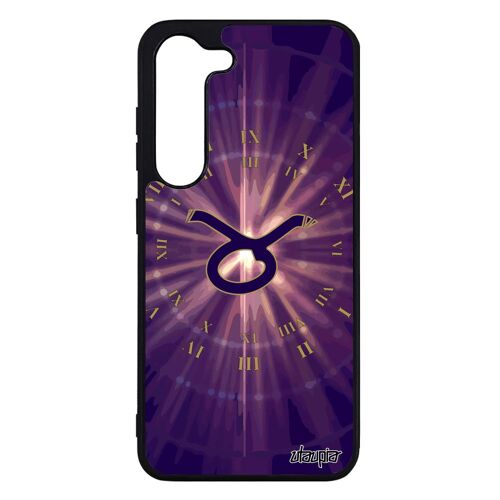 Coque S23 silicone Signe taureau telephone astrologique du zodiaque soleil solide noir etoiles dessin homme Violet de Samsung galaxy