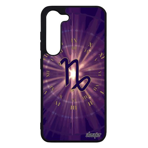 Coque Galaxy S23 silicone Signe capricorne noir soleil Violet univers du zodiaque telephone galaxie etui astrologique rigide Samsung
