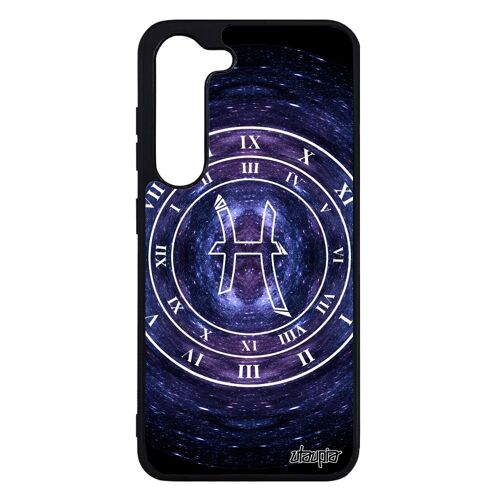 Coque pour S23 silicone Signe astrologique poisson galaxie Bleu prediction portable du zodiaque univers horloge metal Samsung galaxy