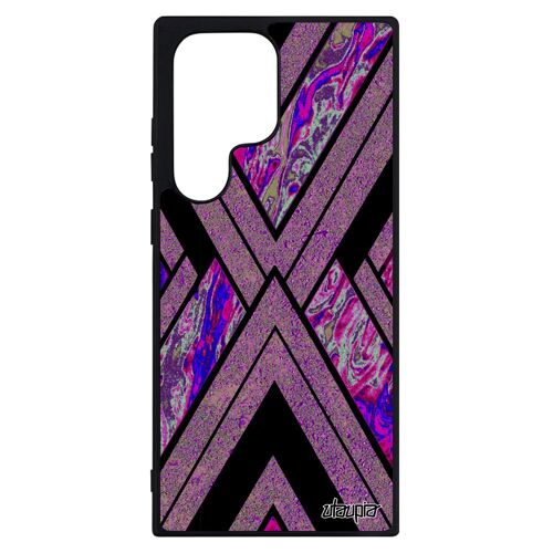 Coque silicone pour Samsung S23 Ultra marbre geometrie housse motif violet original contemporain noir design made in France galaxy
