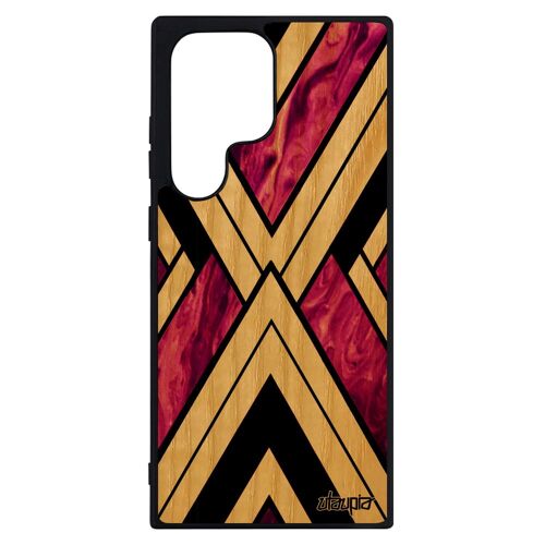Coque Pour S23 Ultra Bois Silicone Marbre Motif Rose Triangle Coloré Granite Geometrie Pierre Etui Mobile Tpu Design Samsung Galaxy