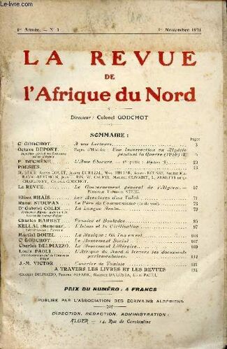 La Revue De L'afrique Du Nord / 1ere Annee - N°1 / 1er Novembre 1921.
