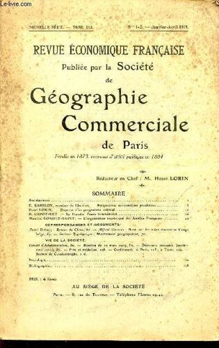Revue Economique Francaise / Nouvelle Serie / Tome Xli / N°1 - 2 / Janiver-Avril 1919.