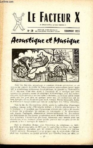 Le Facteur X / N° 20 - Novembre 1955 / Acoustique Et Musique ...