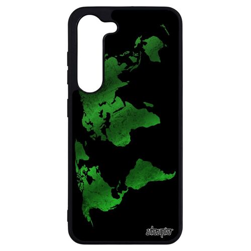 Coque silicone Samsung S23+ Plus Carte monde pays vert globe dessin texture antichoc atlas 4G original telephone planete de galaxy