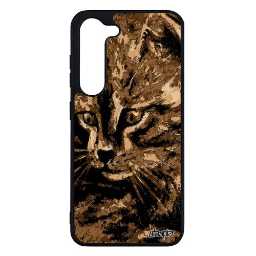 Coque silicone pour Samsung Galaxy S23 chat peinture huile cadeau fete des meres SM-S911B petit mignon marron mobile femme portable