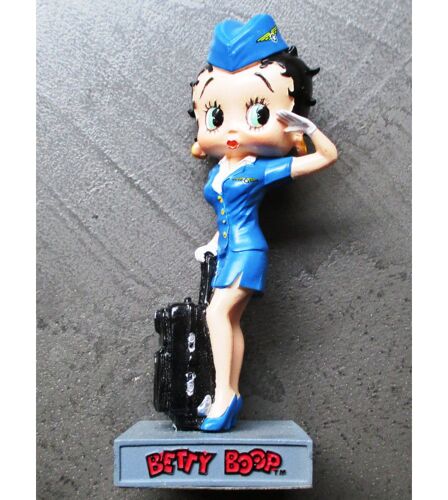 Figurine Betty Boop Hotesse De L'air En Tenue Bleu 14cm Statuette En Résine