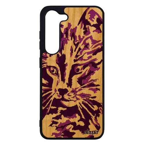 Coque S23 Bois Silicone Chat Art Mignon Couleur Gel Peinture Felin Portable De Protection 4g Fille Telephone Chaton Samsung Galaxy