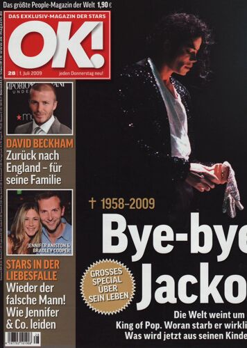 Ok (Germany Edition) / 01-07-2009 N°28 : Michael Jackson (12p) - Jennifer Aniston (2p)