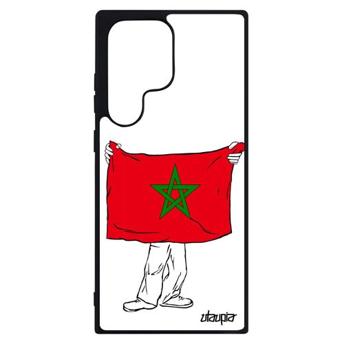 Coque Silicone S23 Ultra Drapeau Maroc Marocain Housse Foot Coupe Du Monde Football Jeux Olympiques Coupe D'afrique Samsung Galaxy