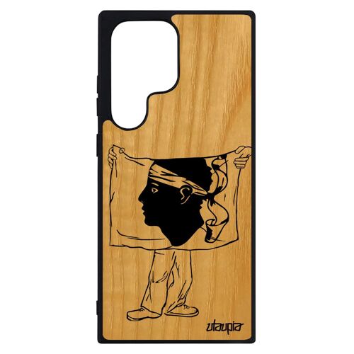 Coque silicone telephone S23 Ultra bois drapeau corse basket football TPU smartphone de protection noir pas cher foot Samsung galaxy
