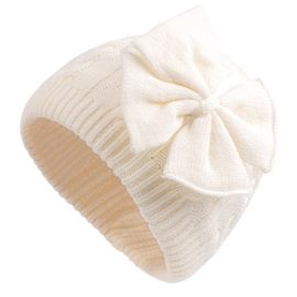 Bonnet D'hiver Tricoté Pour Bébé Fille, Doublure Molleton Chaude, Couleurs Blanc Et Gris, Taille 14x10 Cm, Pour 0 À 3 Ans
