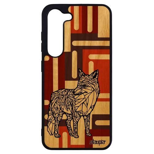 Coque S23+ Plus En Bois Silicone Renard Geometrique Housse Couleur Portable Animaux Azteque Caoutchouc Roux Dessin De Samsung Galaxy