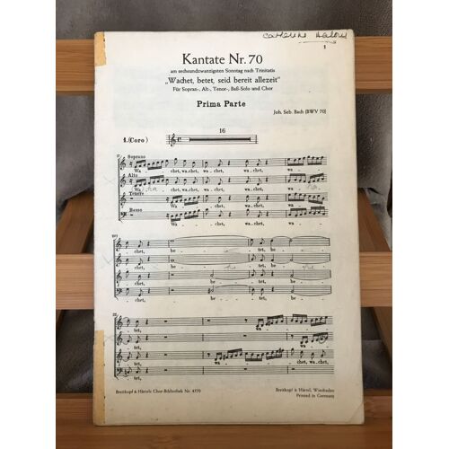 Bach Cantate 70 Wachet Betet Partition Ch¿Ur Seul Breitkopf Härtel