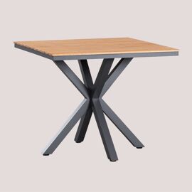 Table De Jardin Carrée 90x90 Cm En Bois D'eucalyptus Et Aluminium Archer Gris Graphite
