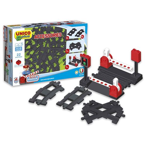 Unico Plus Unicoplus Accessoires Circuit Train 22 Pièces, Gris, 8539 ? 0000