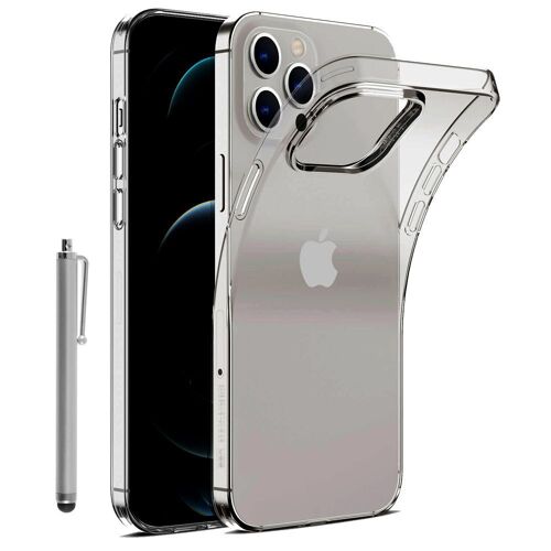 Coque Silicone Pour Apple Iphone 12 Pro Max 6.7" Gel Ultraslim Et Ajustement Parfait - Transparent + Stylet