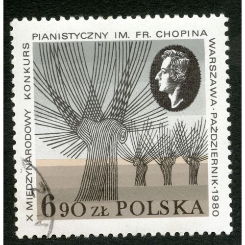 Timbre Oblitéré Polska, X Miedzynarodowy Konkurs Pianistyczny Im.Fr. Chopina, Warszawa, Pazdziernik 1980, 6,90 Zl