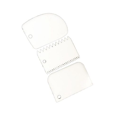 Kit De Grattoir À Crème 3 Pièces/Ensemble En Plastique Réutilisable, Multifonctionnel, Bord Irrégulier Des Dents, Bricolage, Outils De Moule À Gâteau