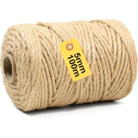 Corde Sisal Naturelle 100m X 5mm - Corde Pour Arbre À Chat Fine Et Résistante, Idéale Pour Griffoirs, Diy, Jardinage