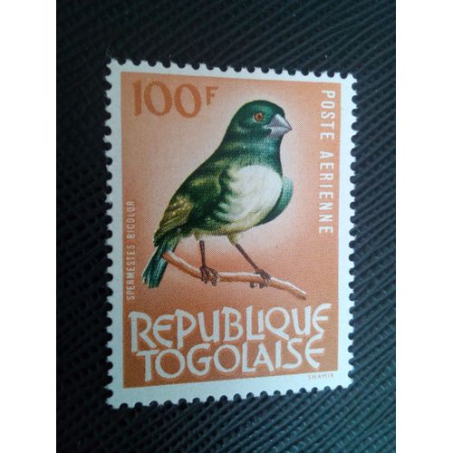 Timbre Togo Yt Pa 40 Mannikin Noir Et Blanc (Spermestes Bicolor) 1964 ( 031204 )