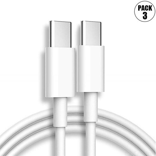 3x Câble Chargeur Type-C Vers Type-C Blanc 1m Pour Xiaomi Redmi Note 13 Pro Note 13 5g Redmi 13c - Booling