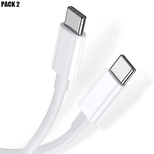 2 Câbles USB-C vers USB-C pour OPPO Find X5 Pro / Find X5 Lite / Find X5 - Blanc - 1 Mètre - E.F.Connection