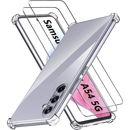 Coque pour Samsung Galaxy A54 et 2 Verres Trempés - Protection Coins Renforcée Haute Résistance Silicone - E.F.Connection