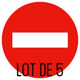 Panneau De Sens Interdit - Autocollant Vinyl Waterproof - Diamètre De 200 Mm (Lot Lot De 5)