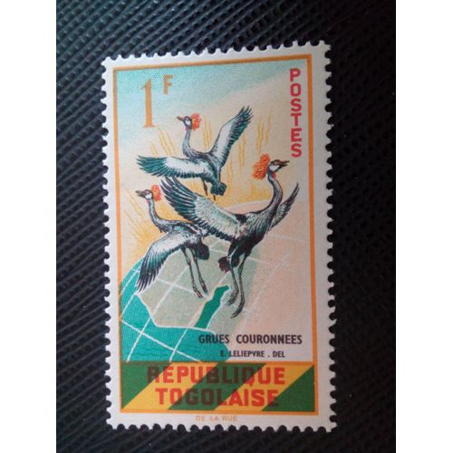 Timbre Togo Yt 325 Grue Couronnée Grise (Balearica Pavonina) 1961 ( 031204 )