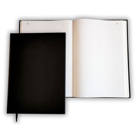 Registre Folioté Numéroté Vertical 30 X 21,5 Cm - 100 Pages - Couverture Noire - Quadrillé - Petits Carreaux - Qualité Premium