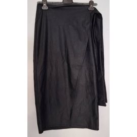 Jupe Portefeuille Noire En Simili Cuir