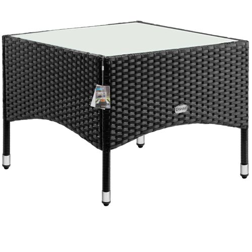 Table D'appoint De Jardin Noire 58x58x42cm En Polyrotin