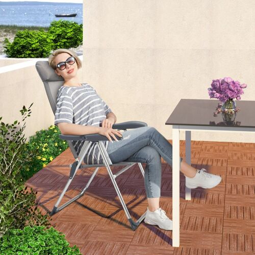4x Chaise De Jardin 57 X 109 Cm Pliable En Aluminium